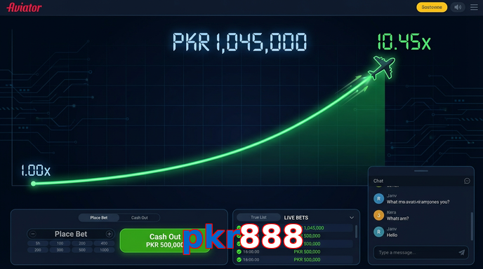 Main screen of Pkr888 aviator page for PK players