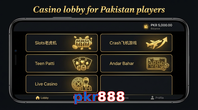 Lobby view of Pkr888 for Pakistan users